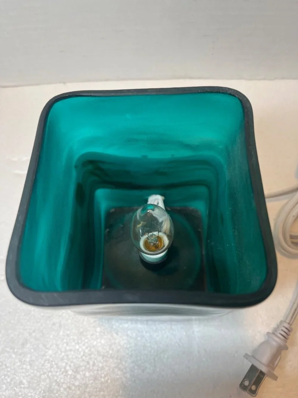 Hand-Blown Glass Teal & Multicolor Electric Candle Warmer Lamp 120V